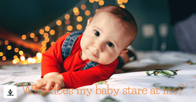 adorable baby is staring at mother